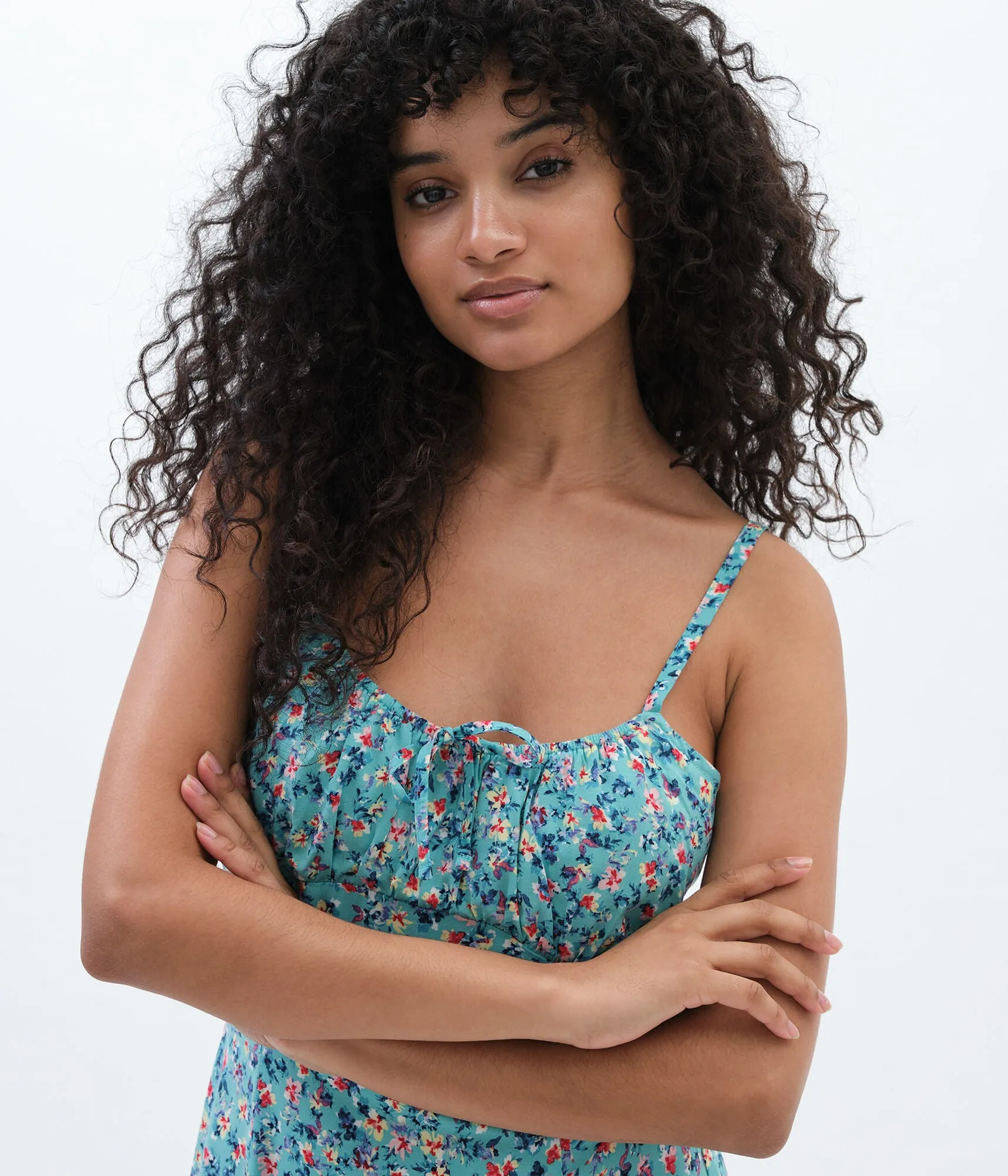 Aeropostale Floral Tie-Neck Empire Dress***