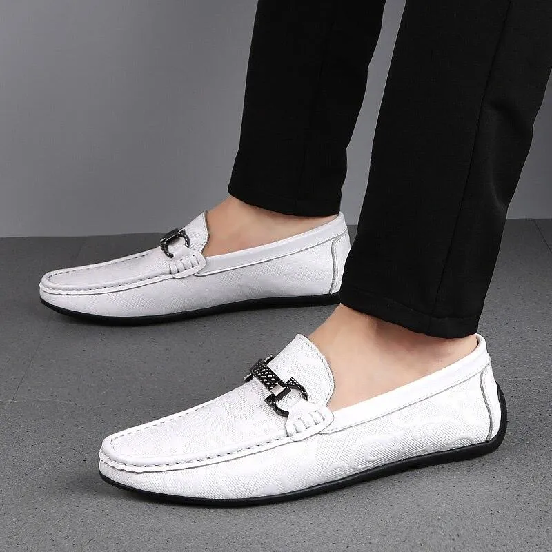 Angelo Ricci™ Designer Unique Pattern Leather Mocassins