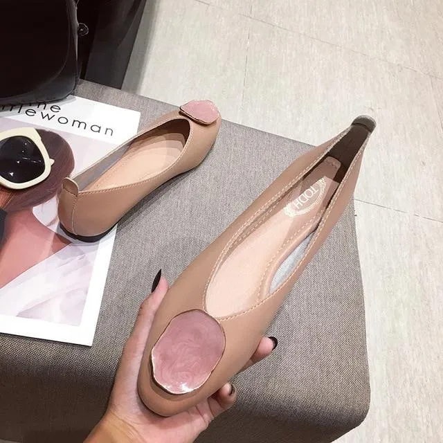 Ballet flats Zapatos De Mujer Zapatos Mujer 2019 PU Loafers Women flats Basic Solid Casual Slip-on Rubber Round Toe Shallow