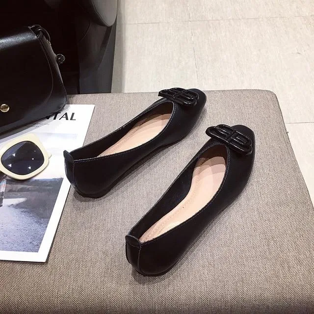 Ballet flats Zapatos De Mujer Zapatos Mujer 2019 PU Loafers Women flats Basic Solid Casual Slip-on Rubber Round Toe Shallow
