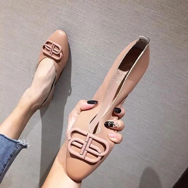 Ballet flats Zapatos De Mujer Zapatos Mujer 2019 PU Loafers Women flats Basic Solid Casual Slip-on Rubber Round Toe Shallow