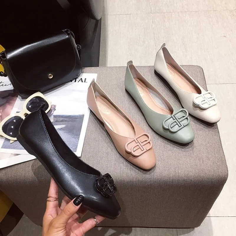 Ballet flats Zapatos De Mujer Zapatos Mujer 2019 PU Loafers Women flats Basic Solid Casual Slip-on Rubber Round Toe Shallow