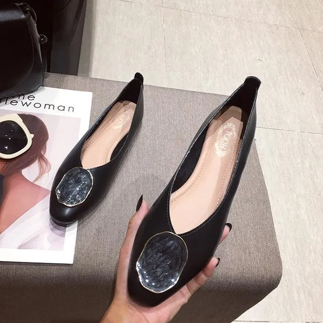 Ballet flats Zapatos De Mujer Zapatos Mujer 2019 PU Loafers Women flats Basic Solid Casual Slip-on Rubber Round Toe Shallow