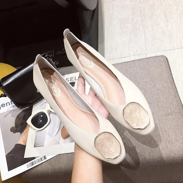 Ballet flats Zapatos De Mujer Zapatos Mujer 2019 PU Loafers Women flats Basic Solid Casual Slip-on Rubber Round Toe Shallow