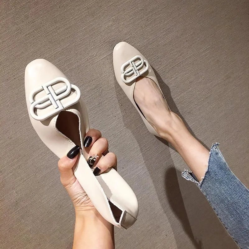 Ballet flats Zapatos De Mujer Zapatos Mujer 2019 PU Loafers Women flats Basic Solid Casual Slip-on Rubber Round Toe Shallow