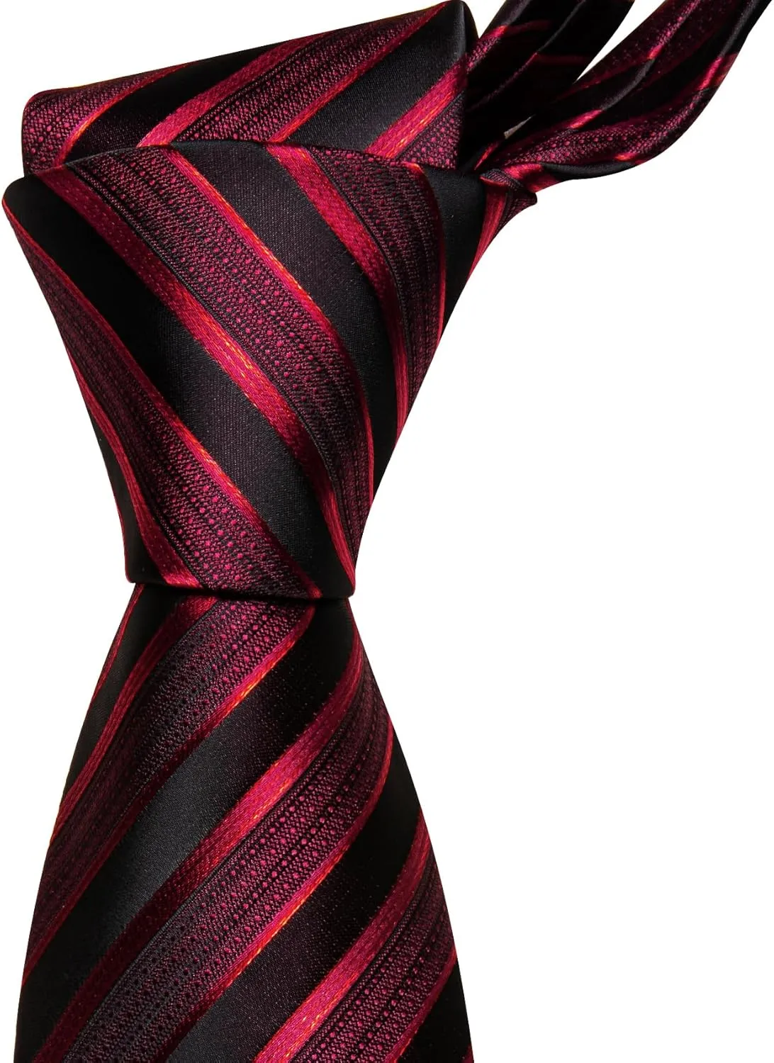 Barry.Wang Stripe Men Ties Set Classic WOVEN Necktie with Handkerchief Cufflinks Formal