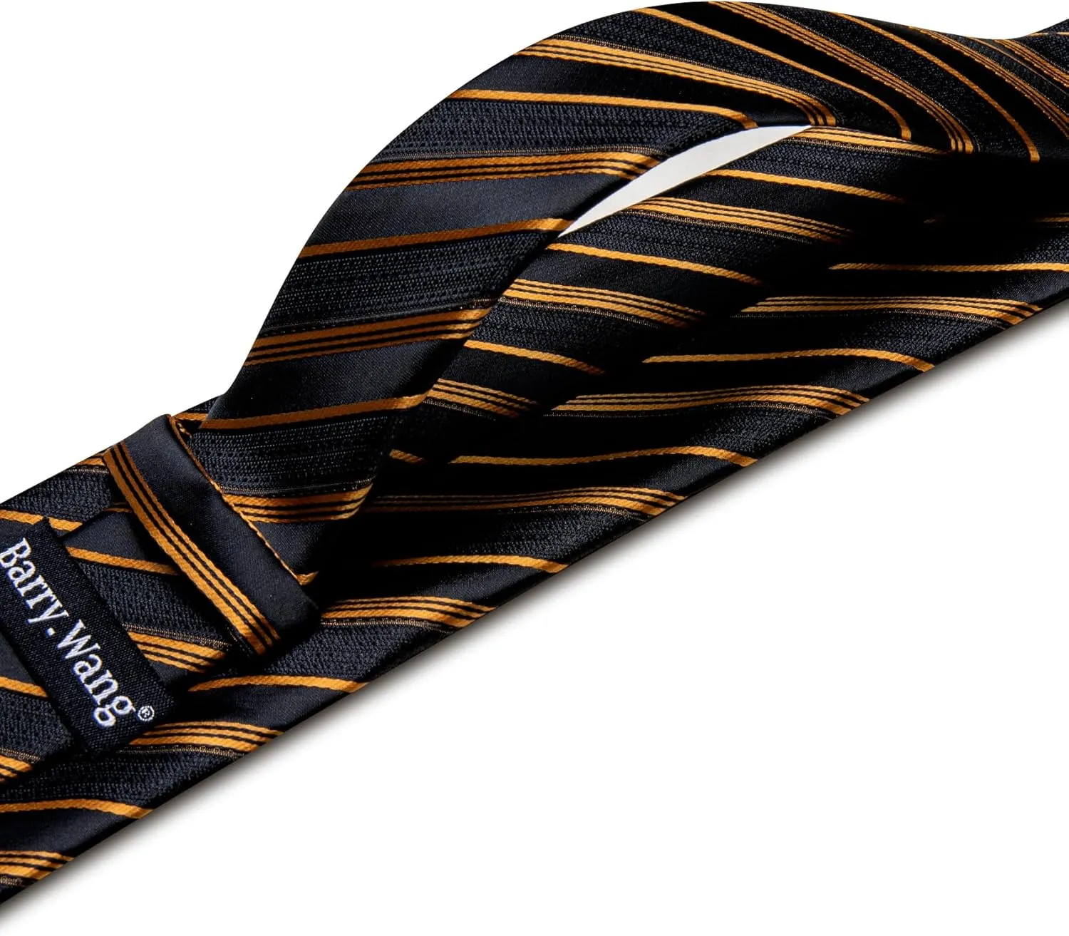 Barry.Wang Stripe Men Ties Set Classic WOVEN Necktie with Handkerchief Cufflinks Formal