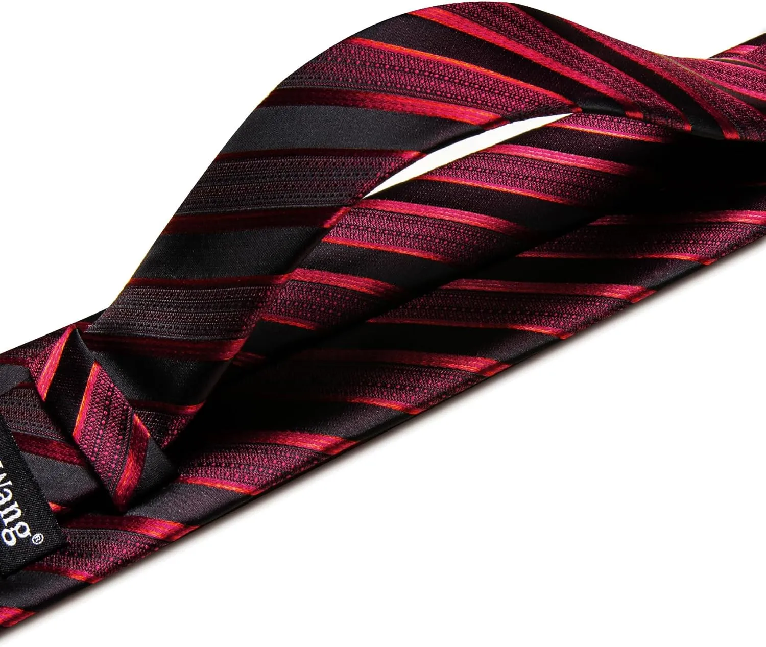 Barry.Wang Stripe Men Ties Set Classic WOVEN Necktie with Handkerchief Cufflinks Formal