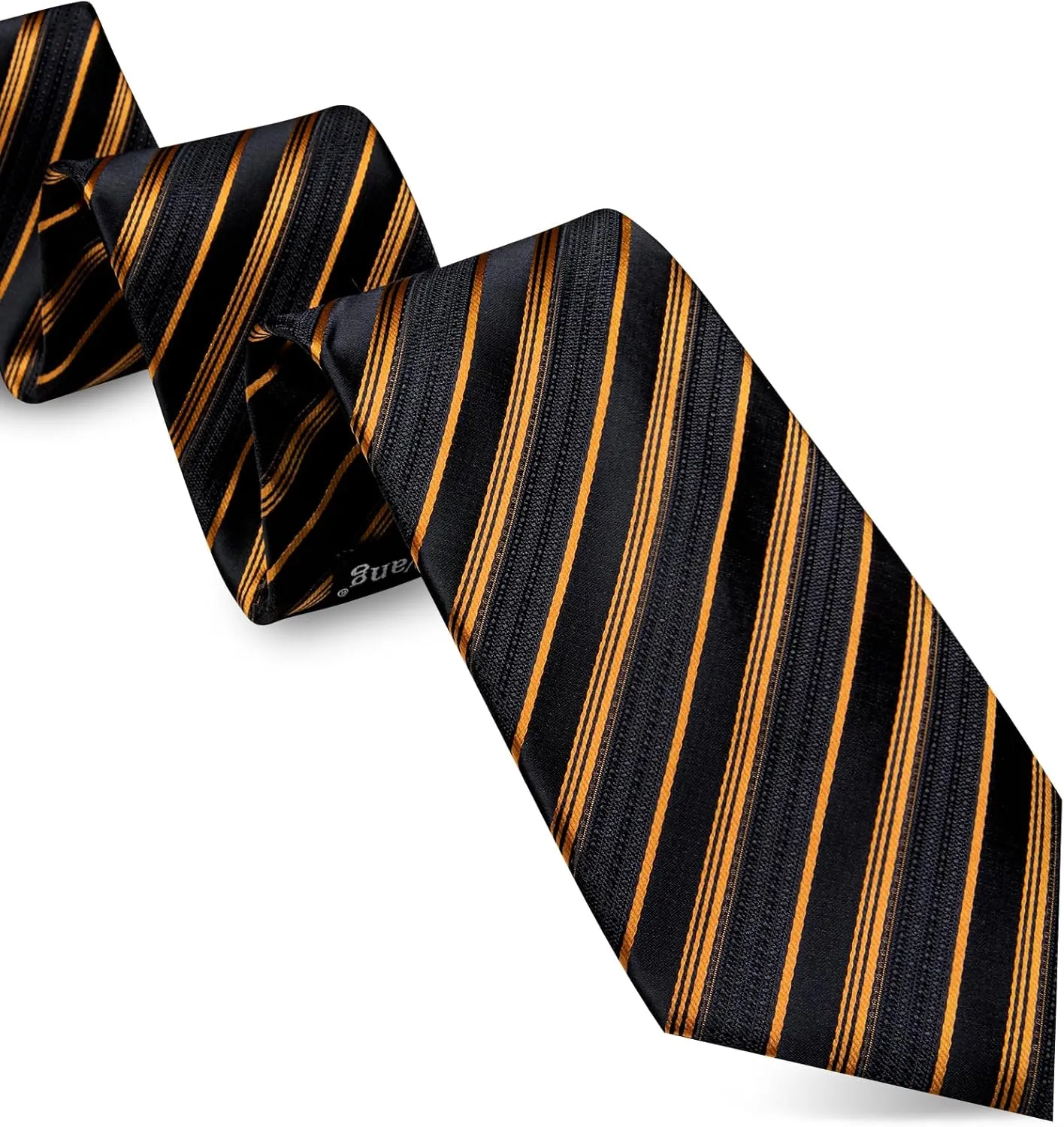 Barry.Wang Stripe Men Ties Set Classic WOVEN Necktie with Handkerchief Cufflinks Formal