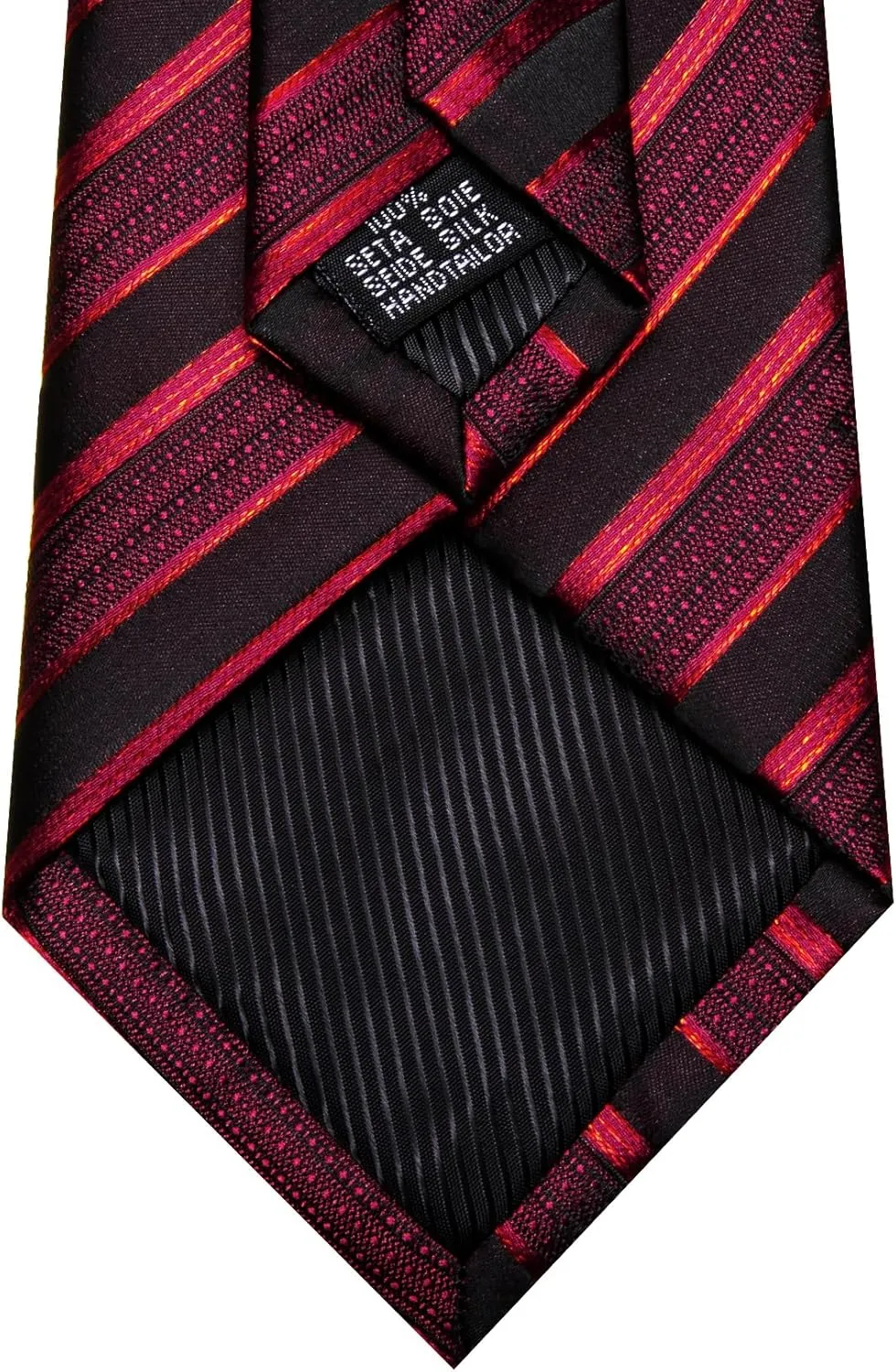Barry.Wang Stripe Men Ties Set Classic WOVEN Necktie with Handkerchief Cufflinks Formal