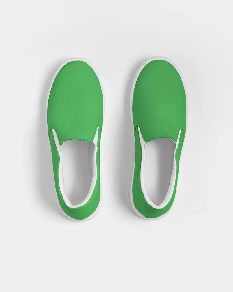 Bright Green Slip-On Canvas Sneakers | Men's | Bright Pure Green | C75M0Y100K0