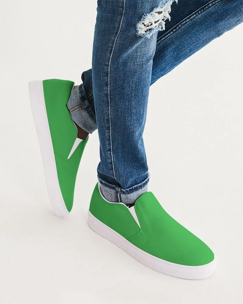Bright Green Slip-On Canvas Sneakers | Men's | Bright Pure Green | C75M0Y100K0