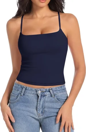 Camisole Tops for Women Sleeveless Adjustable Spaghetti Strap Tank Tops Y2K Basic Shirts