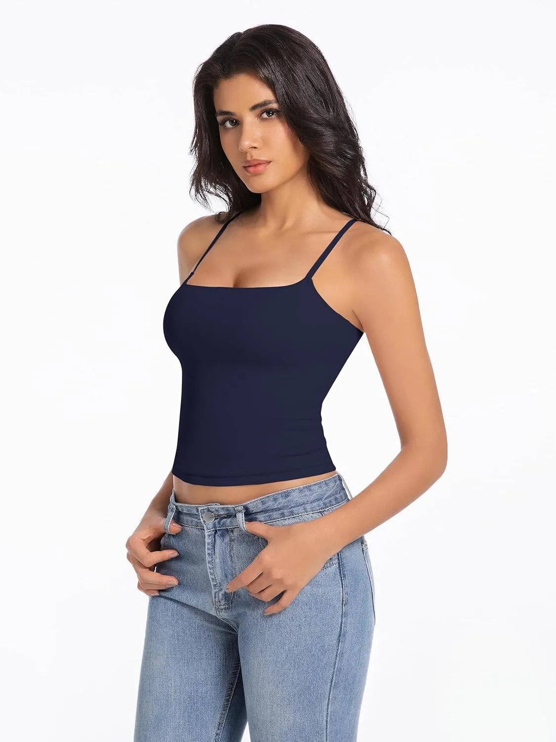 Camisole Tops for Women Sleeveless Adjustable Spaghetti Strap Tank Tops Y2K Basic Shirts