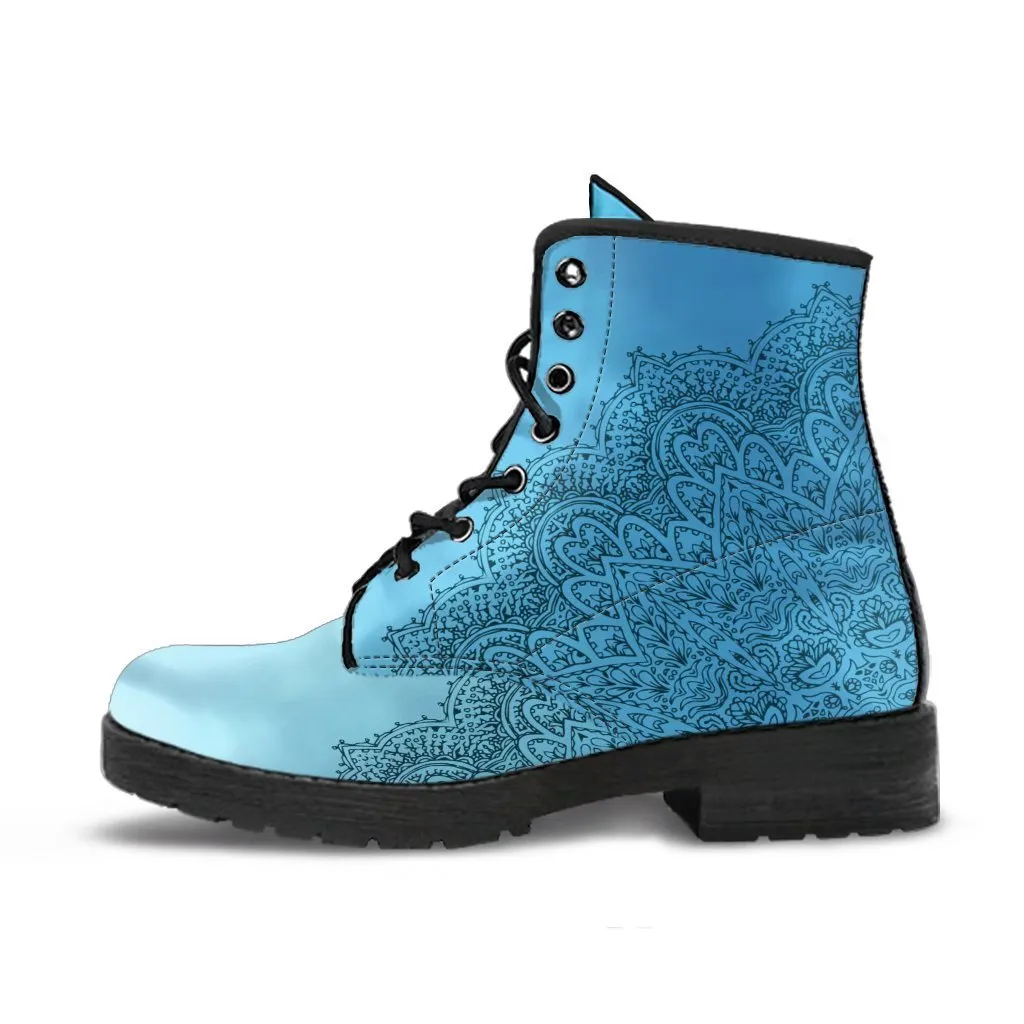 Combat Boots - Mandala Moods | Boho Shoes, Handmade Lace Up Boots, Vegan Leather Lace Up Boots Women, 90s Boots, 2000s Boots, Hipster Boots