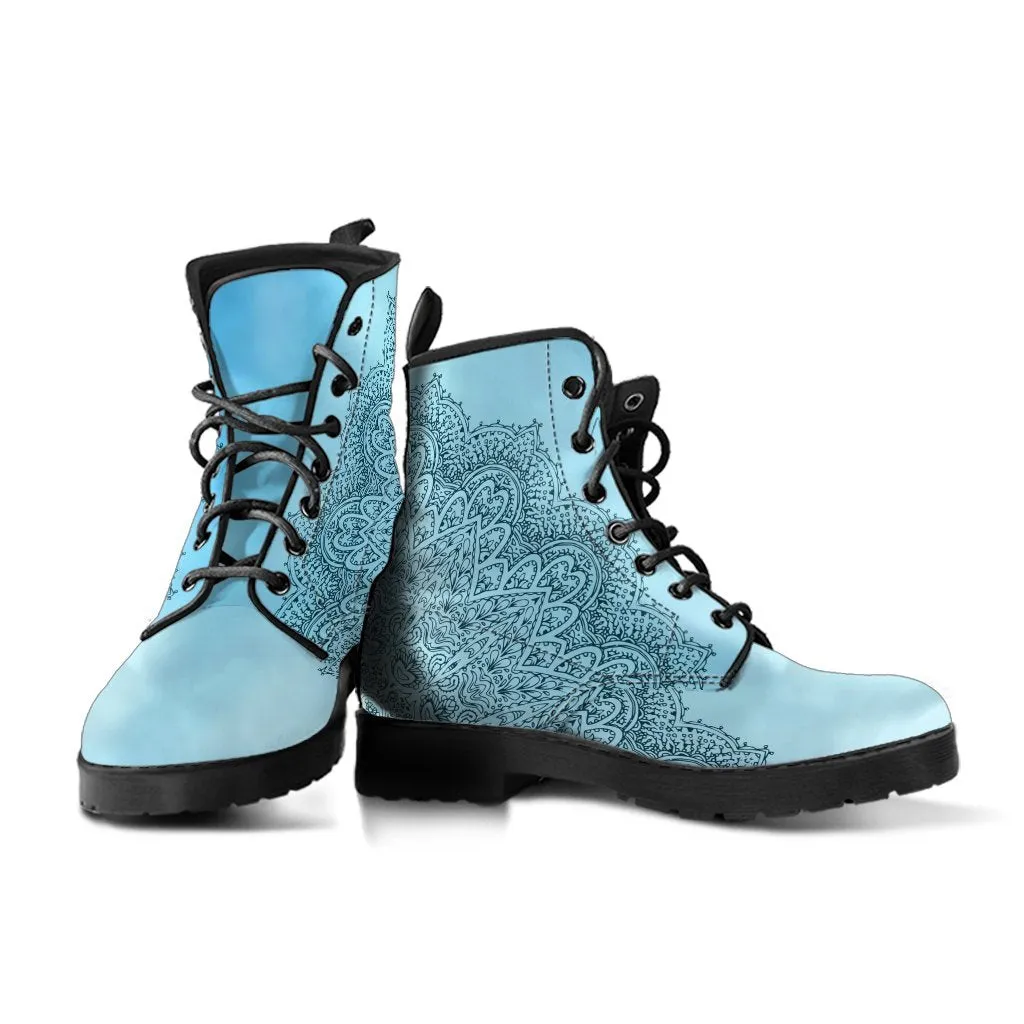 Combat Boots - Mandala Moods | Boho Shoes, Handmade Lace Up Boots, Vegan Leather Lace Up Boots Women, 90s Boots, 2000s Boots, Hipster Boots