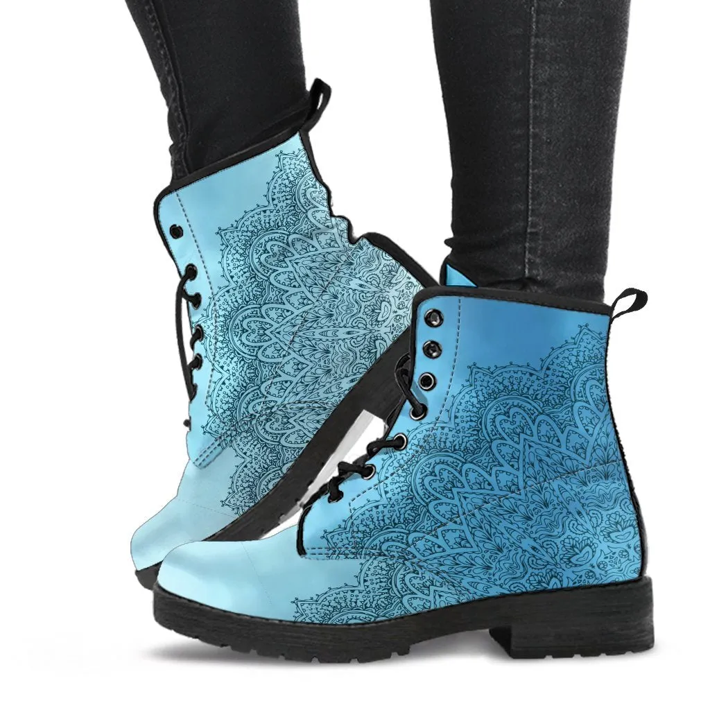 Combat Boots - Mandala Moods | Boho Shoes, Handmade Lace Up Boots, Vegan Leather Lace Up Boots Women, 90s Boots, 2000s Boots, Hipster Boots