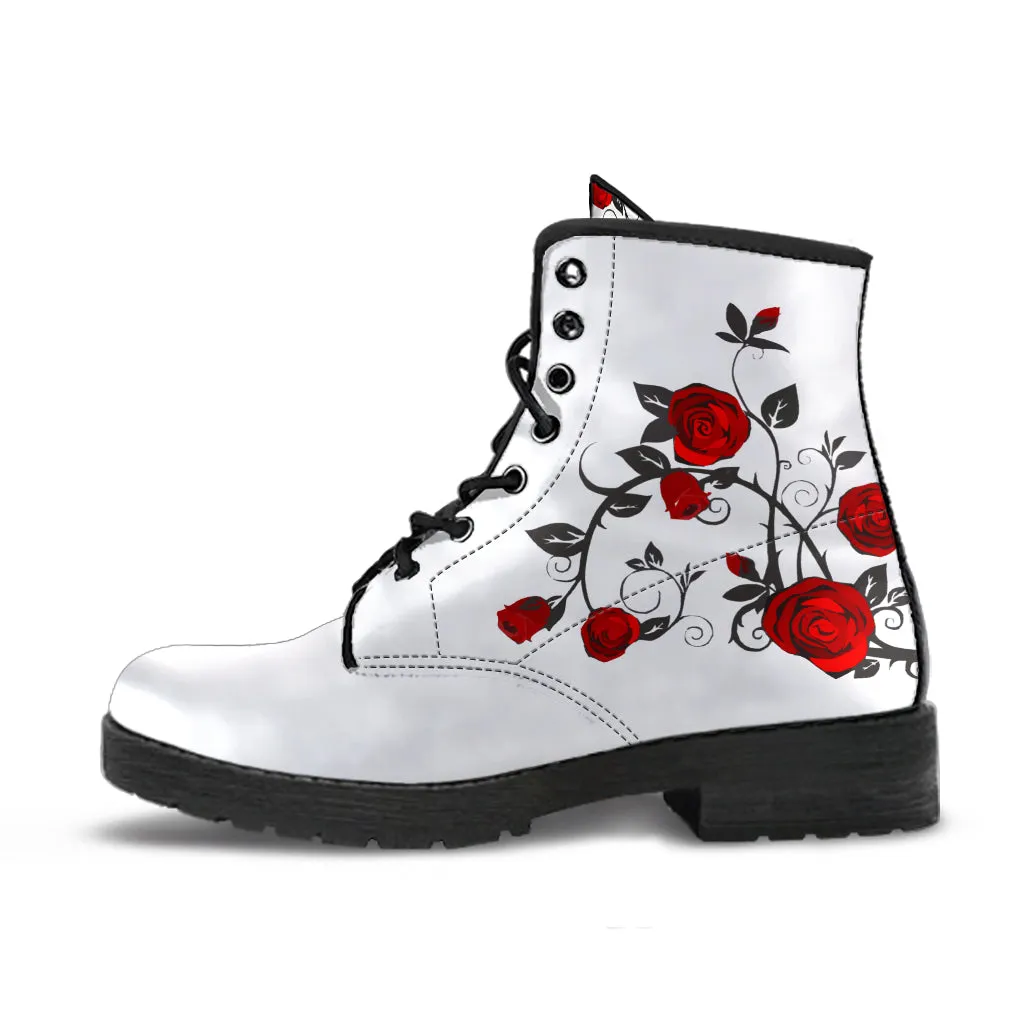 Combat Boots - Rose Art | Boho Shoes, Handmade Lace Up Boots, Vegan Leather Lace Up Boots Women, Custom Shoes, Custom Boots, Sorority Shoes