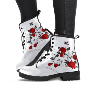 Combat Boots - Rose Art | Boho Shoes, Handmade Lace Up Boots, Vegan Leather Lace Up Boots Women, Custom Shoes, Custom Boots, Sorority Shoes