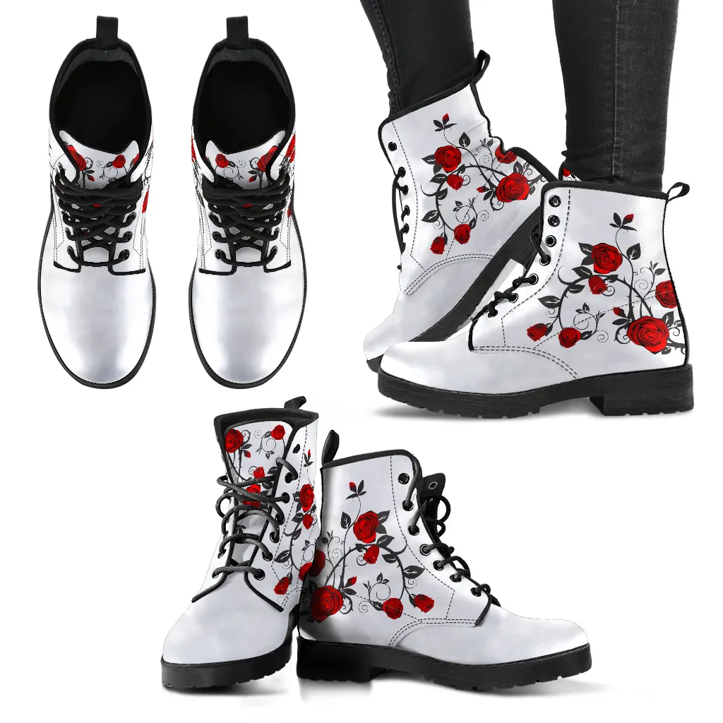 Combat Boots - Rose Art | Boho Shoes, Handmade Lace Up Boots, Vegan Leather Lace Up Boots Women, Custom Shoes, Custom Boots, Sorority Shoes