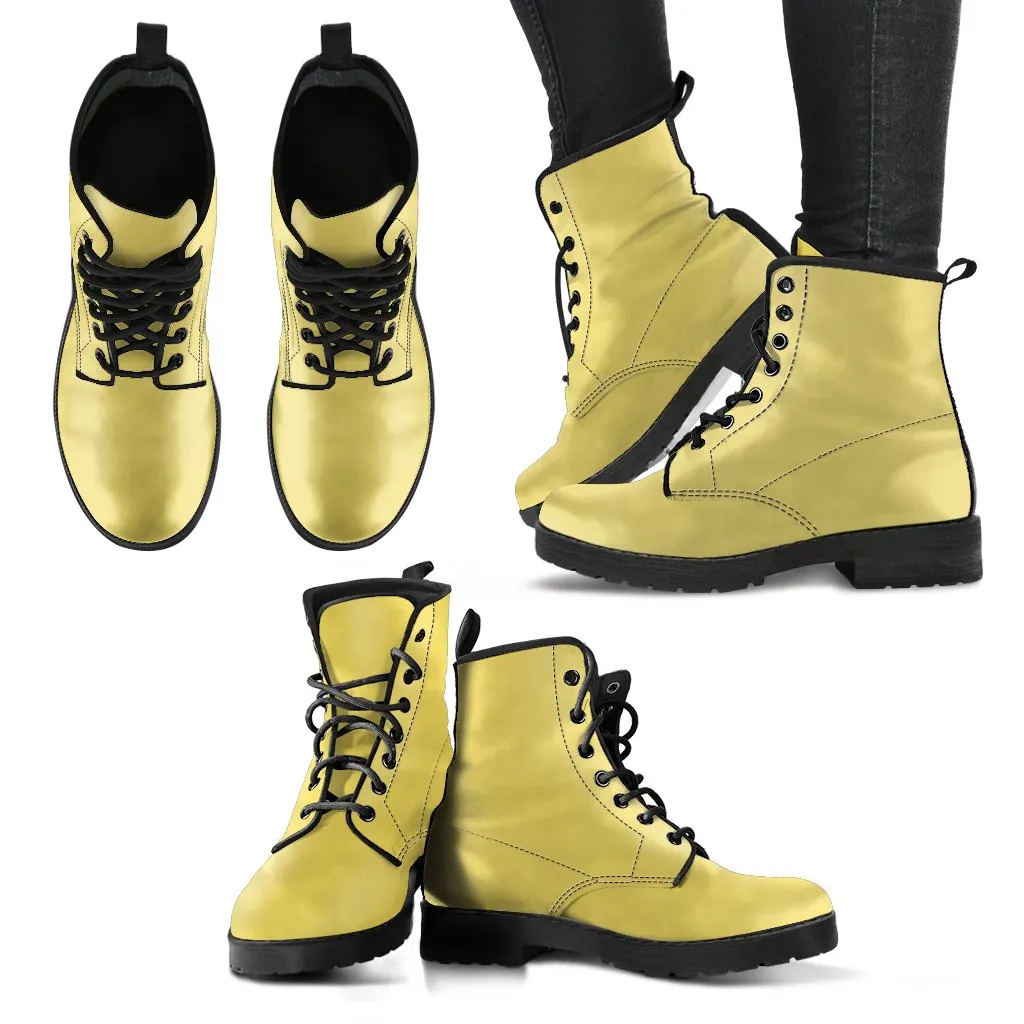 Combat Boots - Yellow Boots | Custom Shoes, Vegan Shoes, 90s Boots, 2000s Boots, Hippie Boots, Combat Boots Men, Boots Men, Women's Boots