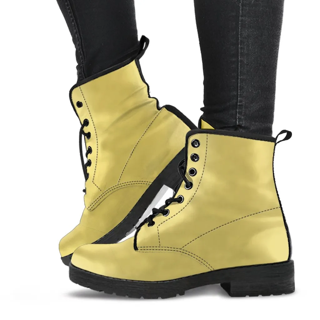 Combat Boots - Yellow Boots | Custom Shoes, Vegan Shoes, 90s Boots, 2000s Boots, Hippie Boots, Combat Boots Men, Boots Men, Women's Boots