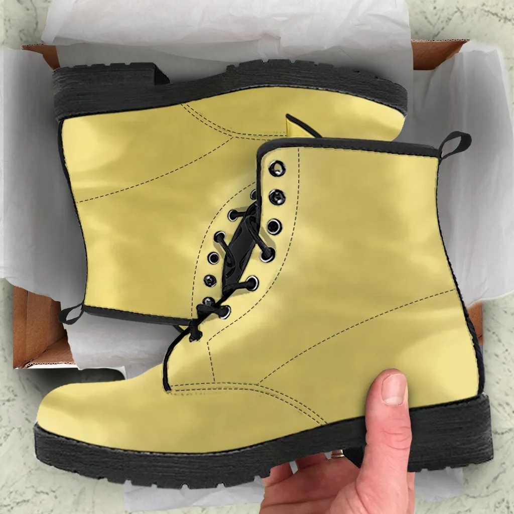 Combat Boots - Yellow Boots | Custom Shoes, Vegan Shoes, 90s Boots, 2000s Boots, Hippie Boots, Combat Boots Men, Boots Men, Women's Boots