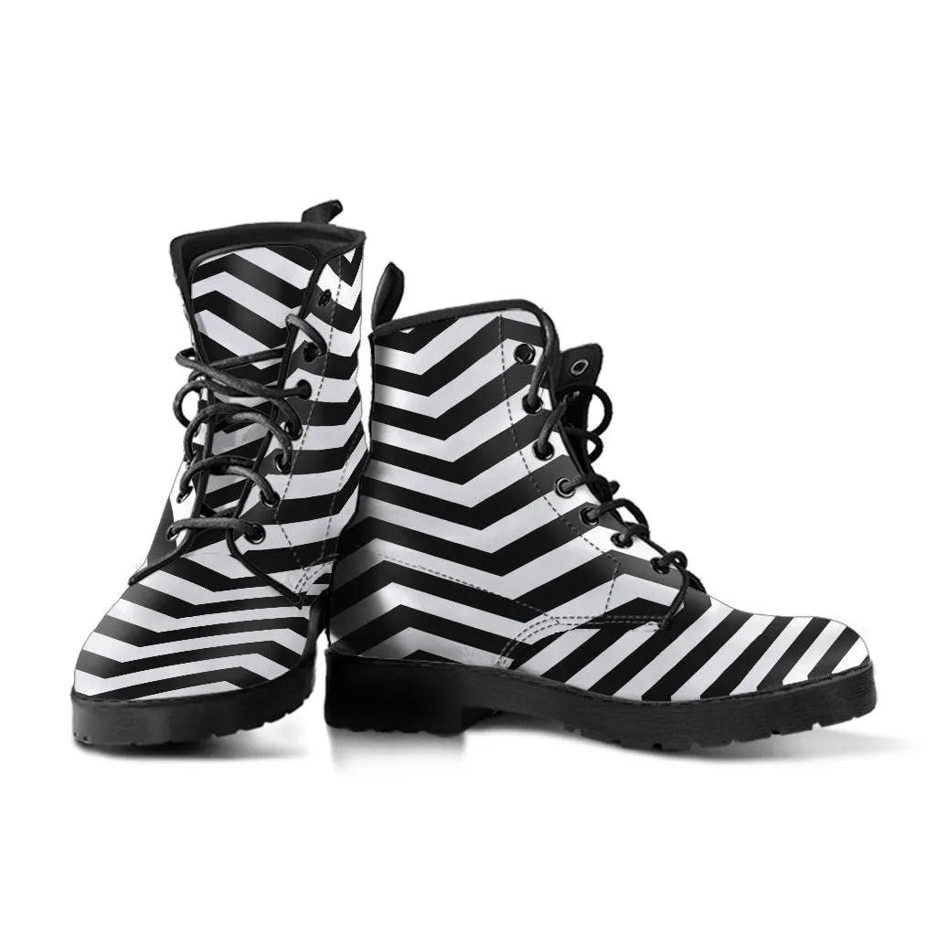 Combat Boots - Zebra Pattern | Boho Shoes, Handmade Lace Up Boots, Vegan Leather Lace Up Boots, 90s Boots, 2000s Boots