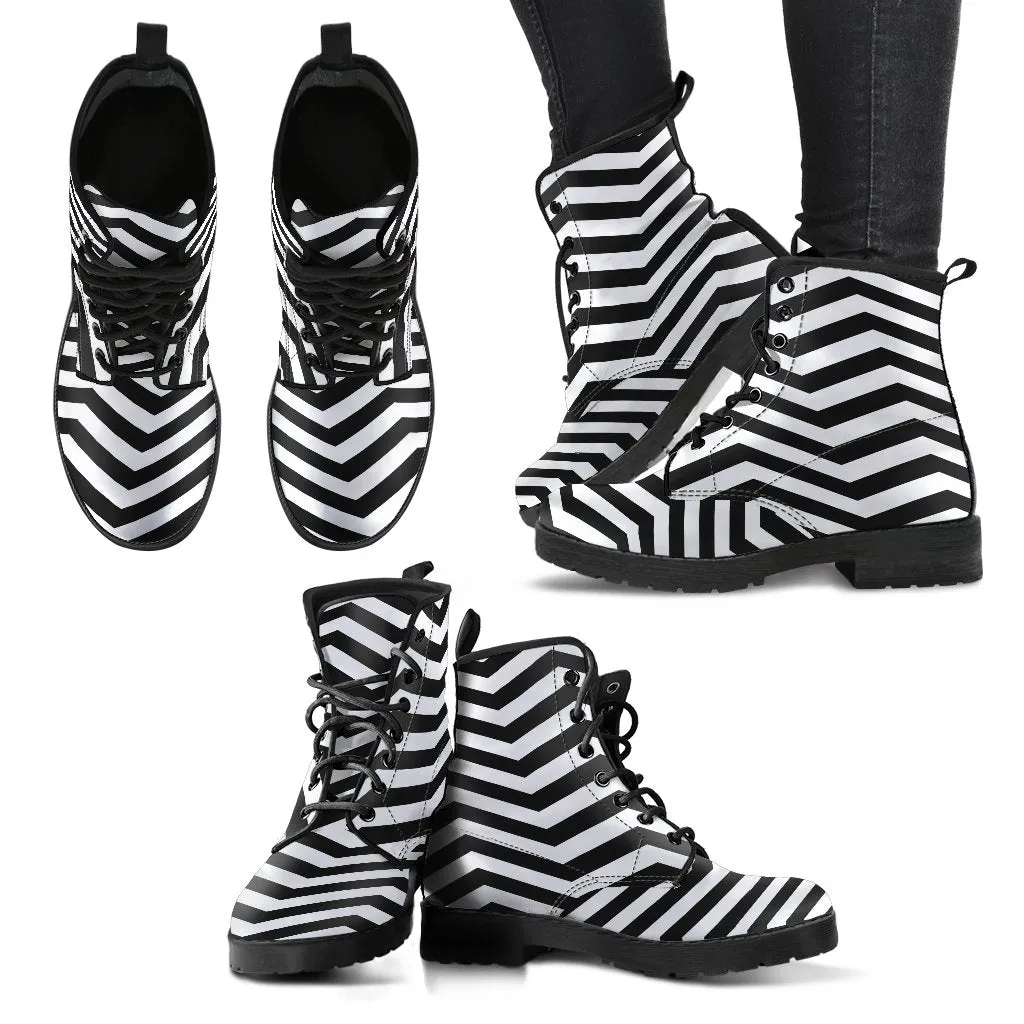 Combat Boots - Zebra Pattern | Boho Shoes, Handmade Lace Up Boots, Vegan Leather Lace Up Boots, 90s Boots, 2000s Boots