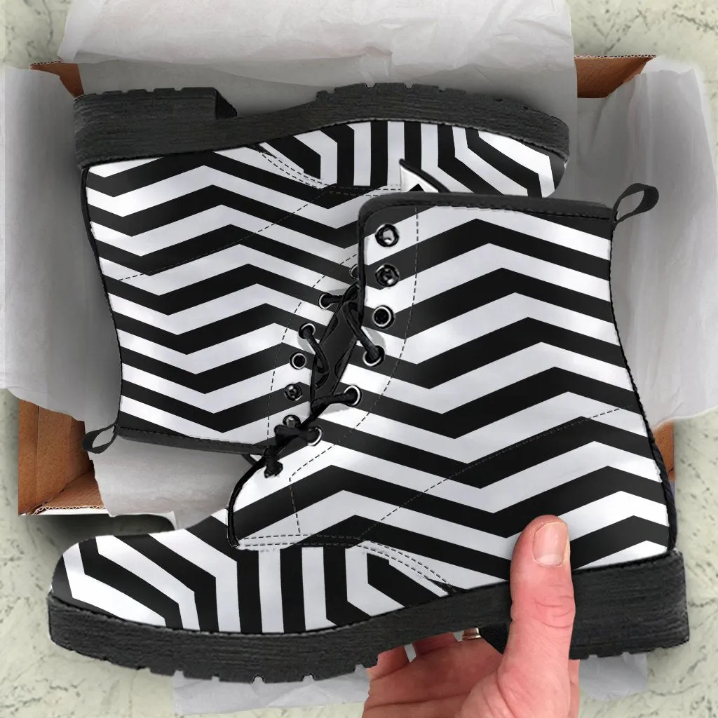 Combat Boots - Zebra Pattern | Boho Shoes, Handmade Lace Up Boots, Vegan Leather Lace Up Boots, 90s Boots, 2000s Boots