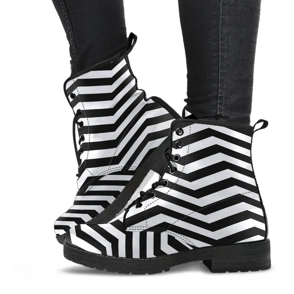 Combat Boots - Zebra Pattern | Boho Shoes, Handmade Lace Up Boots, Vegan Leather Lace Up Boots, 90s Boots, 2000s Boots