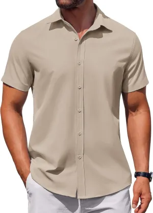 COOFANDY Men's Button Down Shirt Short Sleeve Casual Shirt for Men Summer Business Casual Dress Shirt