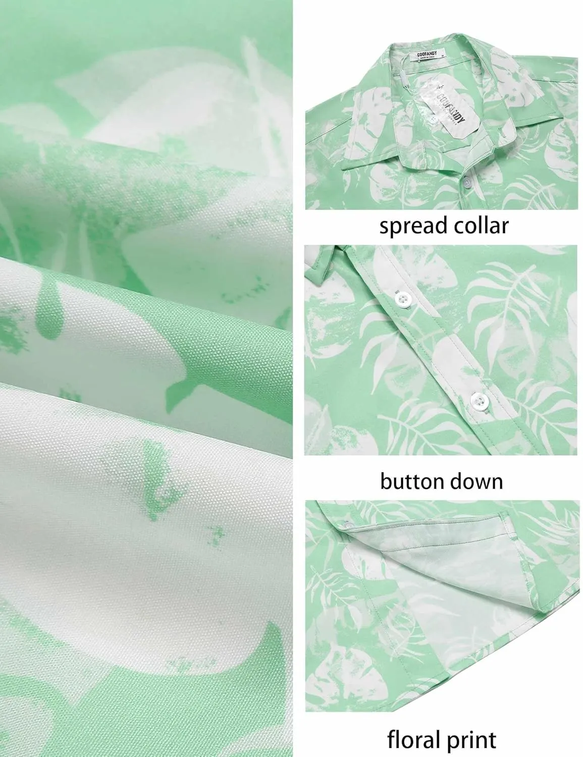 COOFANDY Mens Hawaiian Shirts Short Sleeve Casual Button Down Beach Vacation Summer Shirt