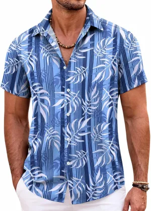 COOFANDY Mens Hawaiian Shirts Short Sleeve Casual Button Down Beach Vacation Summer Shirt