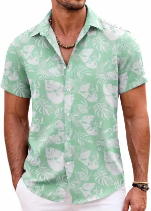 COOFANDY Mens Hawaiian Shirts Short Sleeve Casual Button Down Beach Vacation Summer Shirt