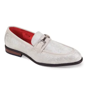 Cream Paisley Men's Suede Dress Shoes Slip-On luxury Design Style No-7010