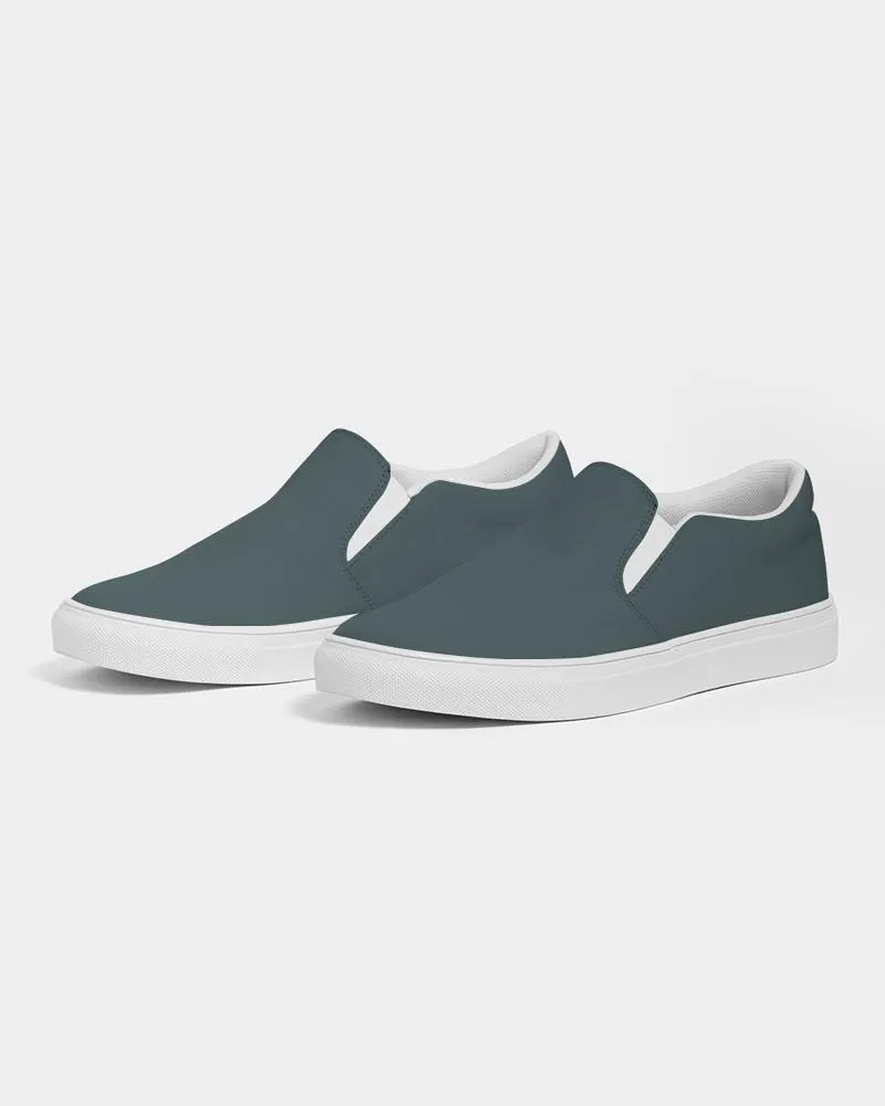 Dark Blue Cool Green Slip-On Canvas Sneakers | Men's | Dark Pale Pastel Blue Cool Green | C30M0Y15K80
