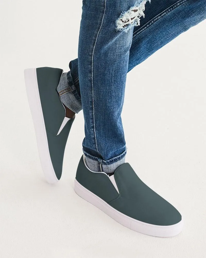 Dark Blue Cool Green Slip-On Canvas Sneakers | Men's | Dark Pale Pastel Blue Cool Green | C30M0Y15K80