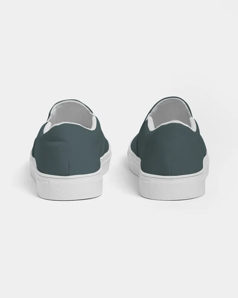 Dark Blue Cool Green Slip-On Canvas Sneakers | Men's | Dark Pale Pastel Blue Cool Green | C30M0Y15K80