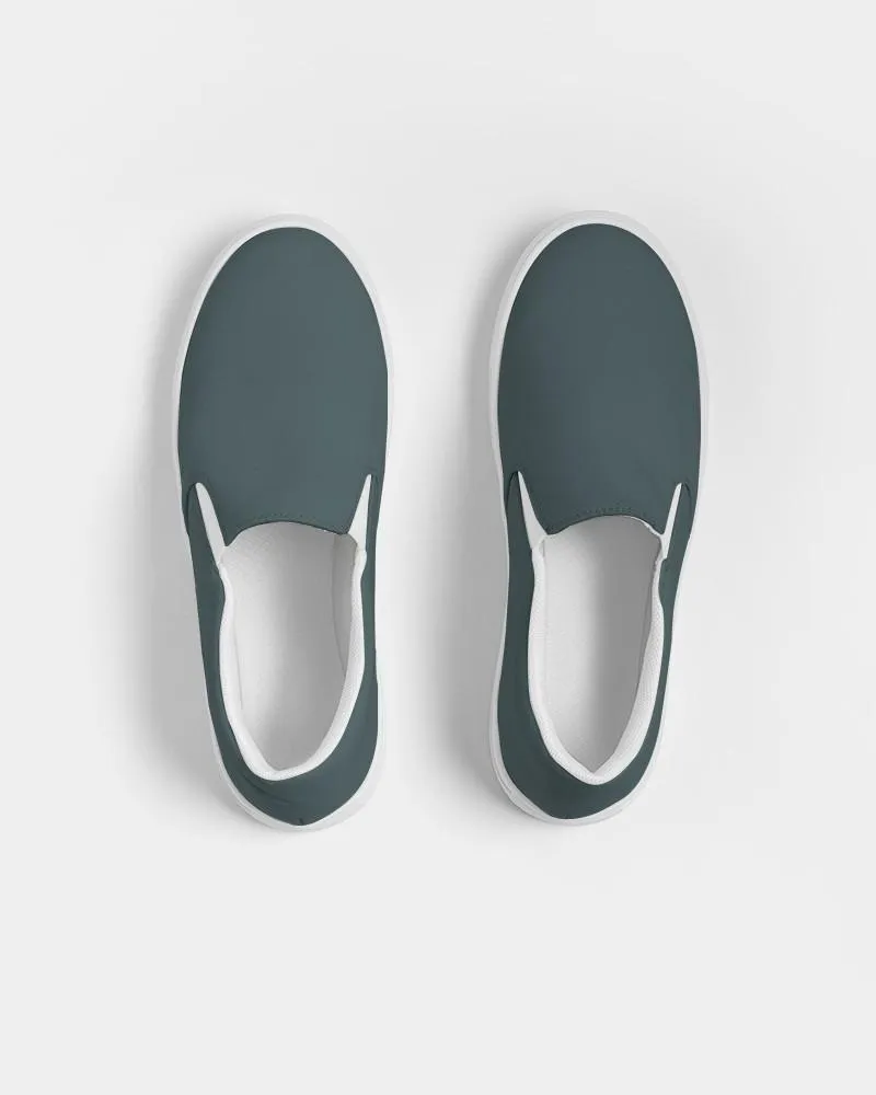 Dark Blue Cool Green Slip-On Canvas Sneakers | Men's | Dark Pale Pastel Blue Cool Green | C30M0Y15K80