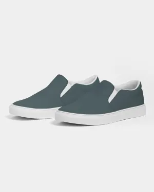 Dark Blue Cool Green Slip-On Canvas Sneakers | Men's | Dark Pale Pastel Blue Cool Green | C30M0Y15K80