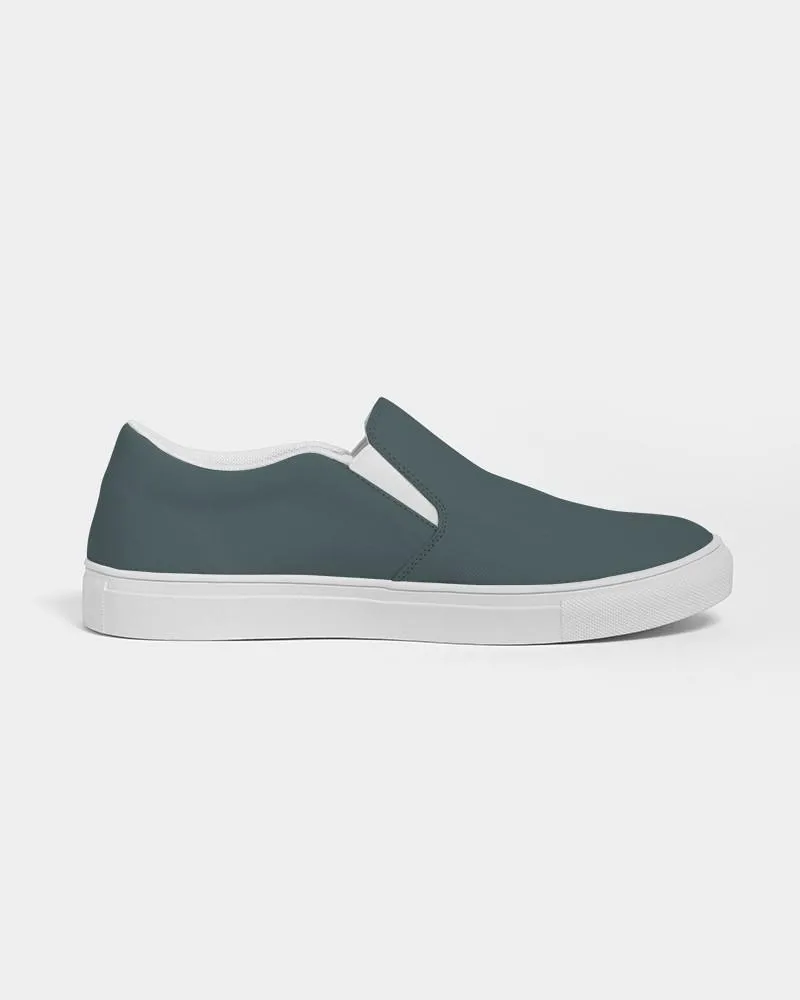 Dark Blue Cool Green Slip-On Canvas Sneakers | Men's | Dark Pale Pastel Blue Cool Green | C30M0Y15K80
