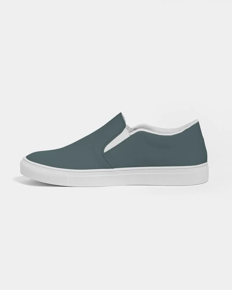 Dark Blue Cool Green Slip-On Canvas Sneakers | Men's | Dark Pale Pastel Blue Cool Green | C30M0Y15K80