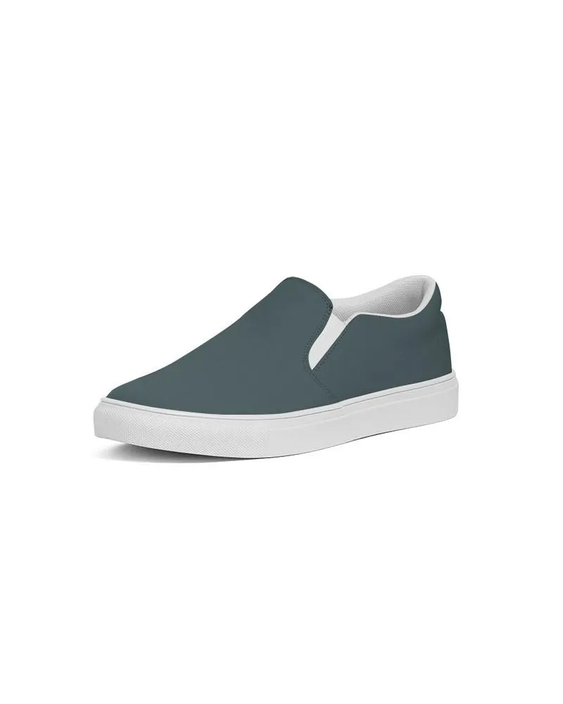 Dark Blue Cool Green Slip-On Canvas Sneakers | Men's | Dark Pale Pastel Blue Cool Green | C30M0Y15K80