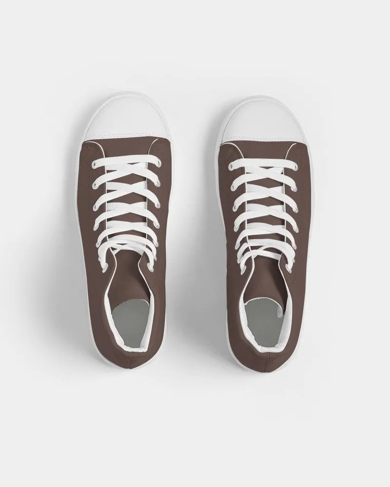 Dark Red Brown Women's High-top Canvas Sneakers | Women's | Dark Pale Pastel Red Brown | C0M30Y30K80