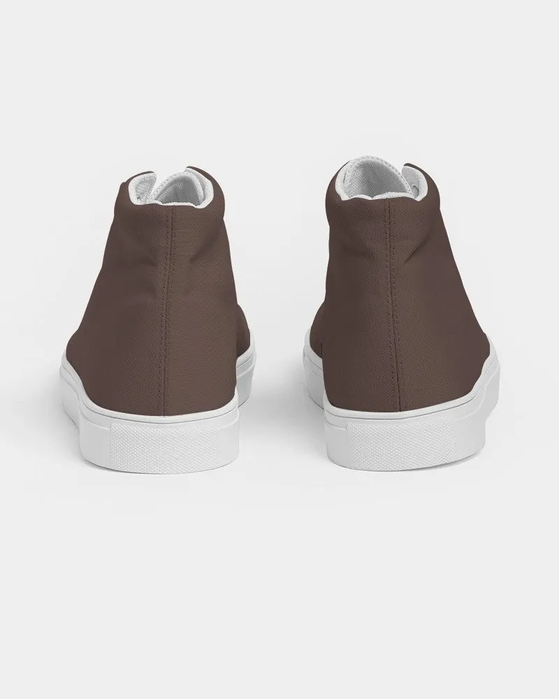 Dark Red Brown Women's High-top Canvas Sneakers | Women's | Dark Pale Pastel Red Brown | C0M30Y30K80