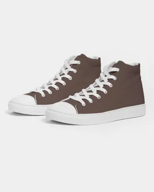 Dark Red Brown Women's High-top Canvas Sneakers | Women's | Dark Pale Pastel Red Brown | C0M30Y30K80