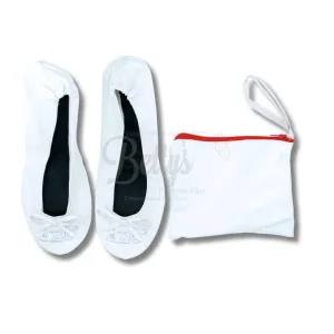Delta Sigma Theta ΔΣΘ Uninterrupted White Embroidered Ballet Flats with Carrying Case
