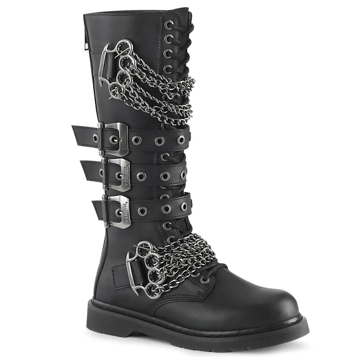 DemoniaCult Bolt 450 Unisex/Mens 1 1/4 Inch Heel, Front Lace, Combat Knee Length Boots