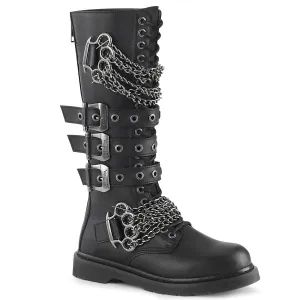 DemoniaCult Bolt 450 Unisex/Mens 1 1/4 Inch Heel, Front Lace, Combat Knee Length Boots